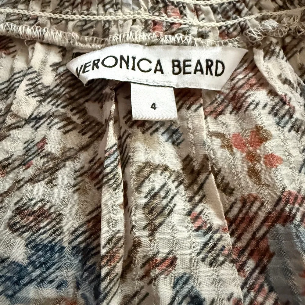 Veronica Beard Brown and Orange Relaxed Blouse with Notched Collar - Picture 2 of 5